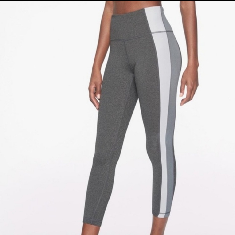 Athleta Gray Colorblock Powervita 7/8 Leggings